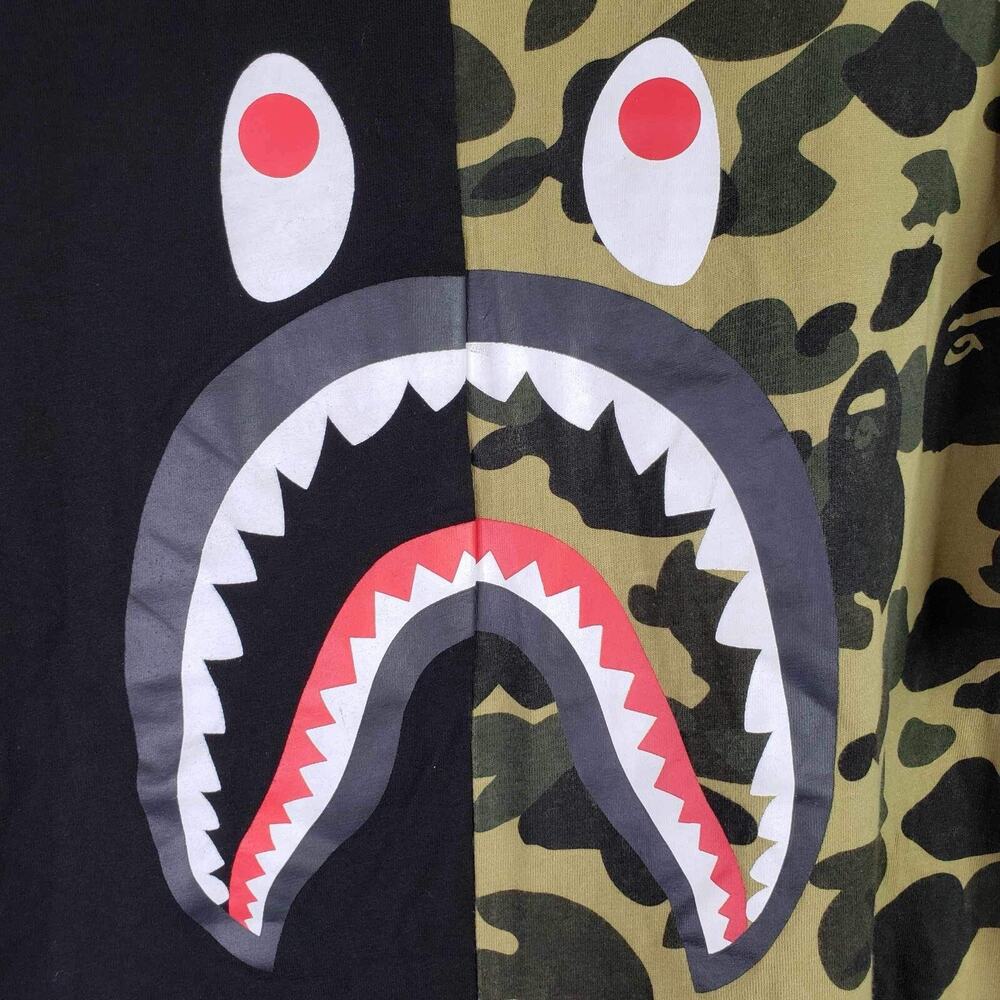 BAPE ABC T Shirt Tee Camo Green Black Shark A Bathing Ape Size Medium - Picture 10 of 14